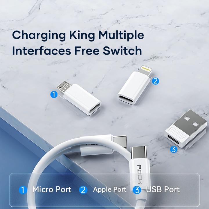 Produktbild Rock - Multifunktionales Aufbewahrungs-Set - USB-C PD Kabel (60W), SIM-Fach und Adapter (0.25 m)