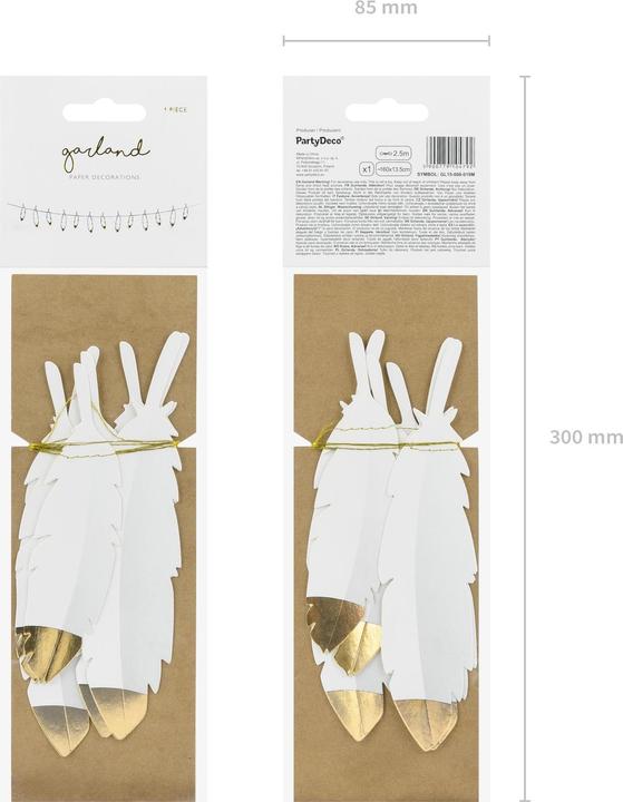 Immagine prodotto Partydeco Ghirlanda Piume 1.6 m, Bianco