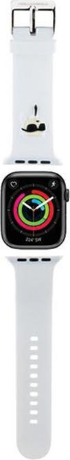 Image du produit Karl Lagerfeld Pasek KLAWLSLKNH Apple Watch 42/44/45mm biały/white strap 3D Rubber Karl Head (42 mm, 44 mm, 45 mm, Acier inoxydable, Silicone)