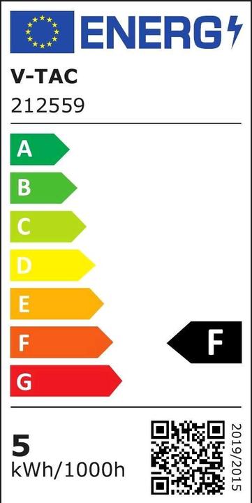 Label énergétique V-TAC VT2835 Bande LED 2835 60 LED 12V IP20 3000K 5m (Blanc chaud, 500 cm)
