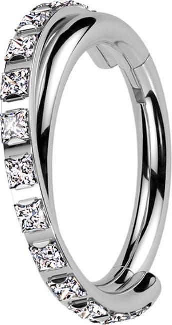 Produktbild Star Piercing Micro Segmentring klappbar silber gekreuzt seitlich quadratische Kristalle silber (ohne Messing, Titan G23)