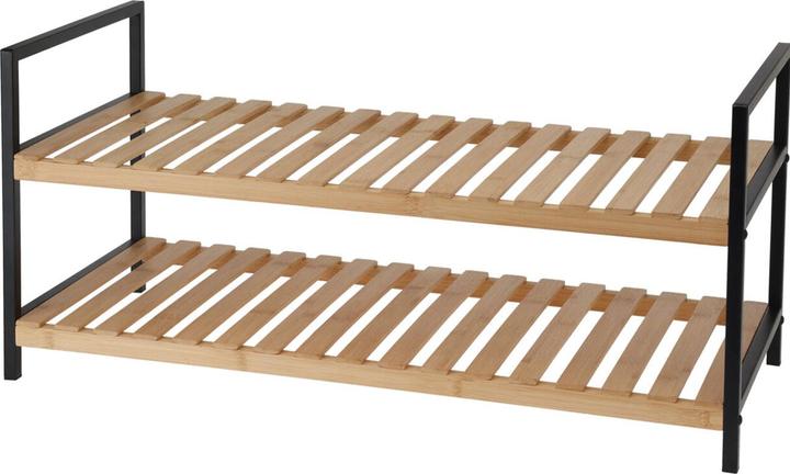 Immagine prodotto Storage Solutions Schuhregal aus Metall & Bambus mit 2 Ablageflächen (70 x 30 x 32 cm)