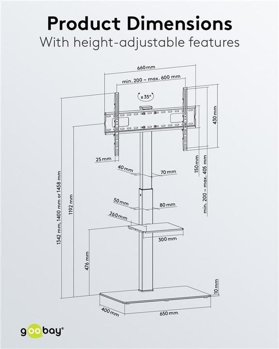 Actual product image Goobay TV-Bodenständer Basic (Universal, 65", 40 kg)