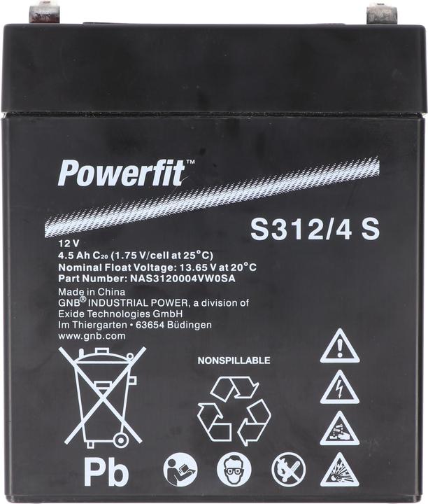 Actual product image Exide Powerfit S312/4 S lead battery, connection 4.8mm (12 V, 4 Ah)