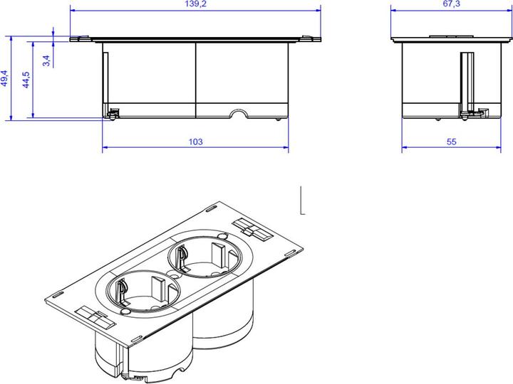 Productafbeelding Bachmann DUE Indoor 2AC Uitgangen 2m Zwarte Verlengkabel (2 x, CEE 7/3, 2 m)