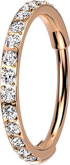 Star Piercing Micro Segmentring klappbar rosegold seitlich Kristalle silber (ohne Messing, Titan G23)