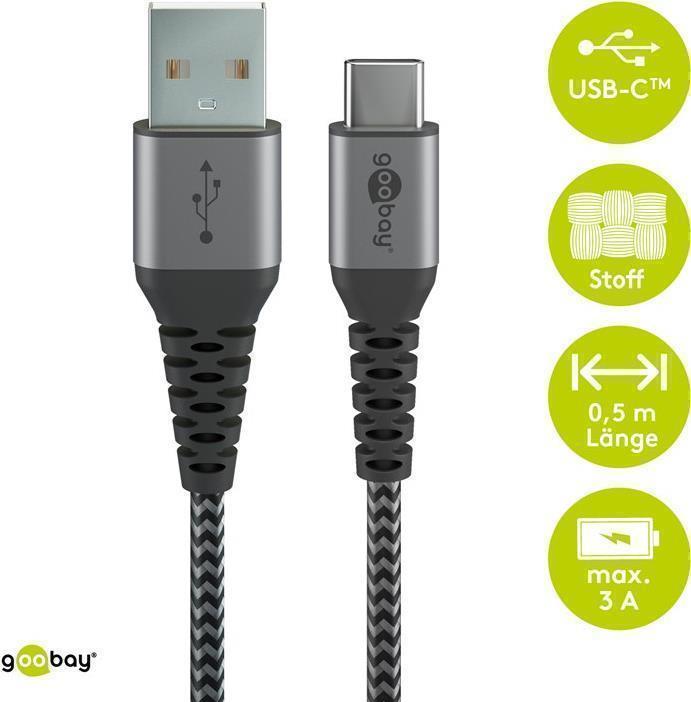 Produktbild Goobay USB A — USB C (0.50 m, USB 2.0)