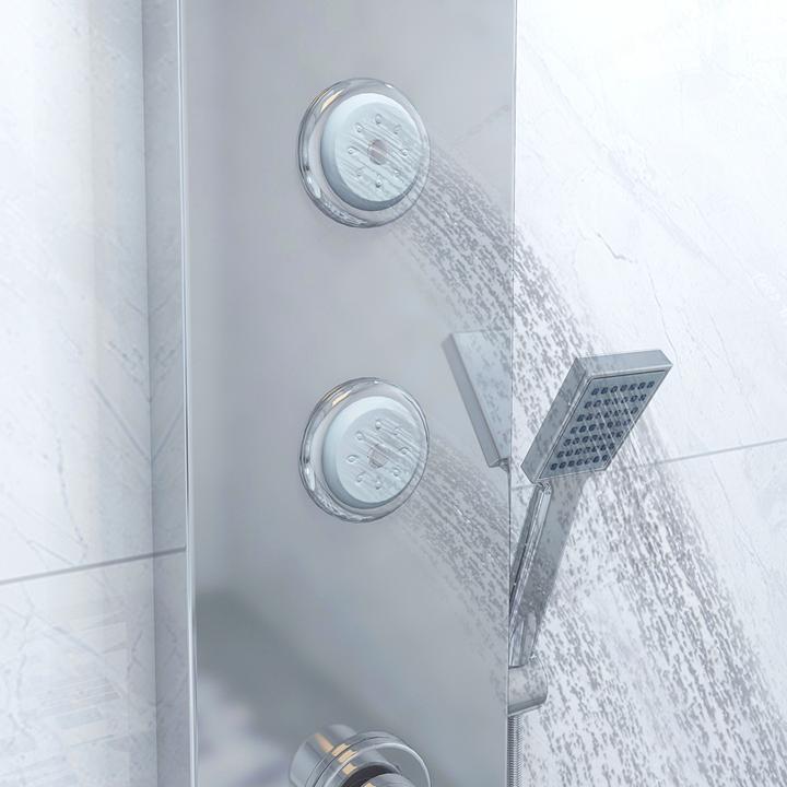 Immagine prodotto PureHaven Pannello doccia di lusso in acciaio inox 140x20x46 cm Doccia a pioggia Doccia tropicale Funzione