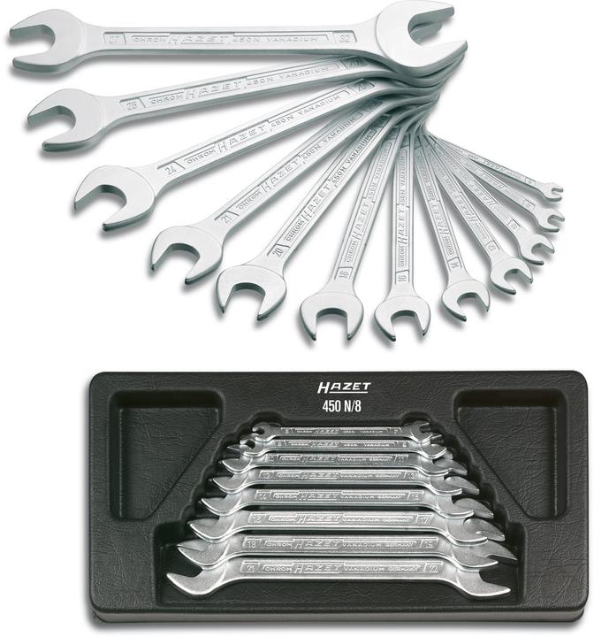 Image du produit HAZET Jeu de clés à fourche double 450N/12 ∙ Profil à 6 pans extérieurs ∙ 6 x 7 - 27 x 32 ∙ Nombre …