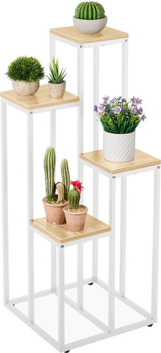 Immagine prodotto Relaxdays Supporto per piante con 4 ripiani 80 x 40 cm, Natura/Bianco
