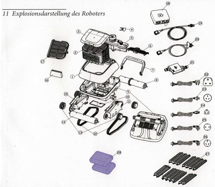 Actual product image Poolomio Poolroboter Power 4.0 spare parts: Side panel left | Pos. 15