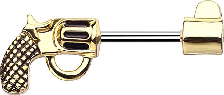 Actual product image Star Piercing Barbell Stab Revolver vergoldet (Surgical steel 316L, Brass)