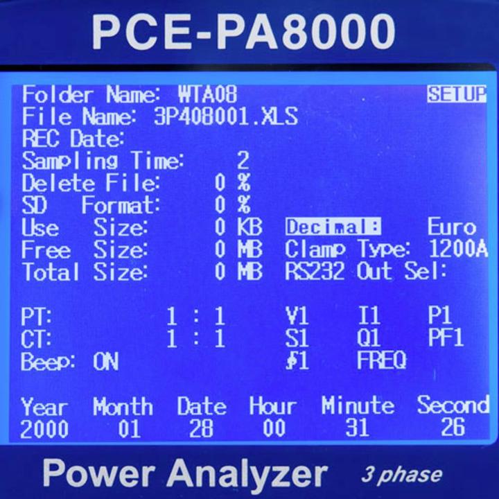 Nutritional values and ingredients PCE Instruments PCE-PA 8000 Mains analyser (Analyzer)