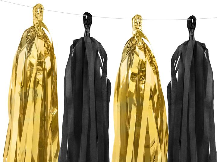 Immagine prodotto Partydeco Ghirlanda Pompons Nero e Oro