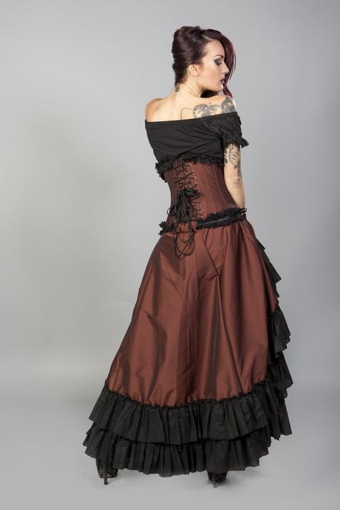 Actual product image Burleska Ladies Dress Carnation Victorian, Taffeta, Brown (XXL)