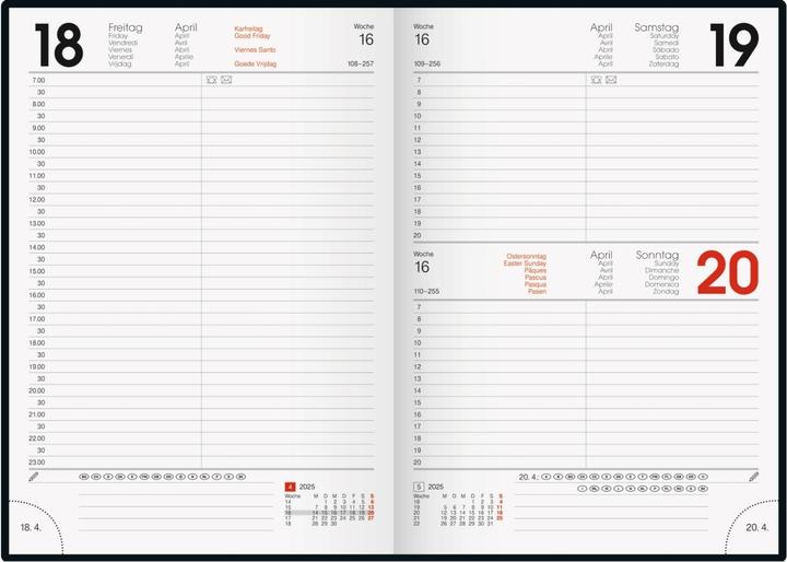 Nutritional values and ingredients Book calendar 795 A5 1 day/page Miradur cover blue 2025 (A5, German)
