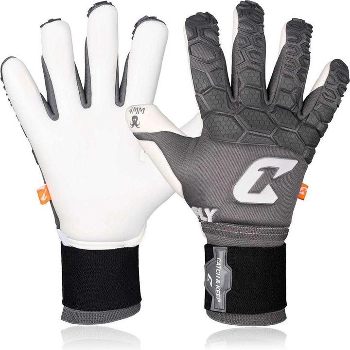Catch & Keep Fussballhandschuhe Fly Grey Soul Gr. 7 Grau Torwart Keeper Goalie Handschuhe (7)