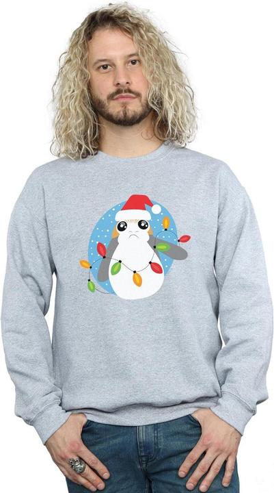 Actual product image Star Wars Mens The Last Jedi Porg Christmas Lights Sweatshirt (S)