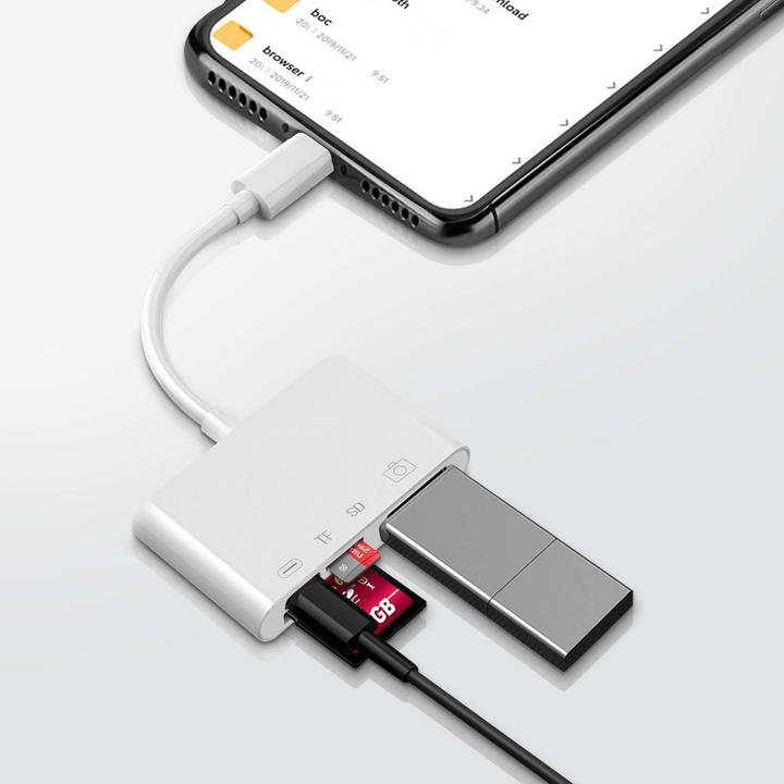 Immagine prodotto Avizar Adattatore per lettore di schede Lightning iPhone / iPad per USB / Micro-SD /Lightning - Bianco