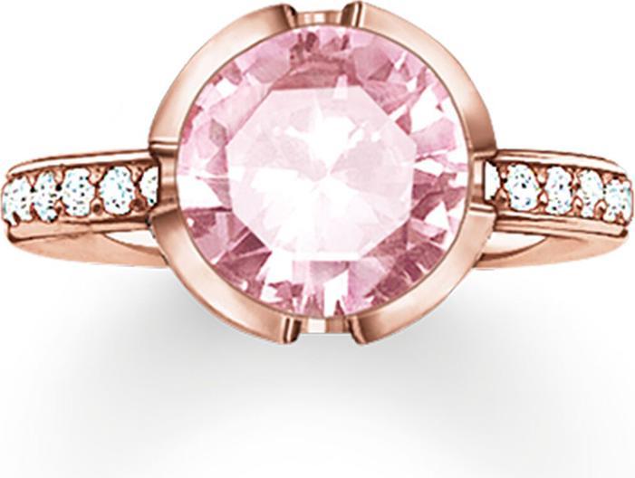 Actual product image Thomas Sabo Ring pink zirconia rose gold-plated TR2037-633-9 (52, 925 Silver)
