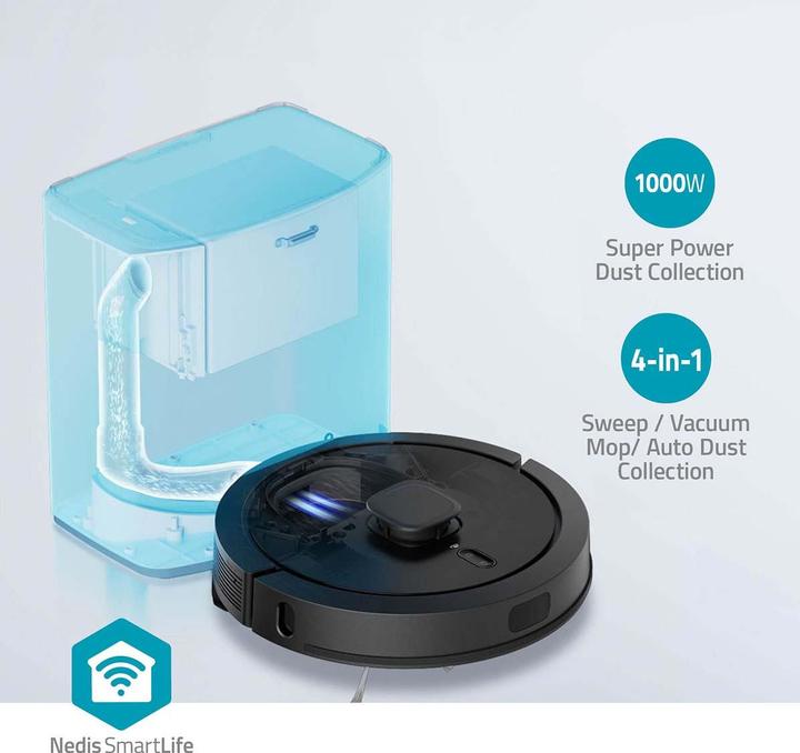Nedis Aspirateur robot SmartLife Navigation laser | Wi-Fi | Capacité du bac de récupération : 0.6 l | Au (Robot d'aspiration et de nettoyage)