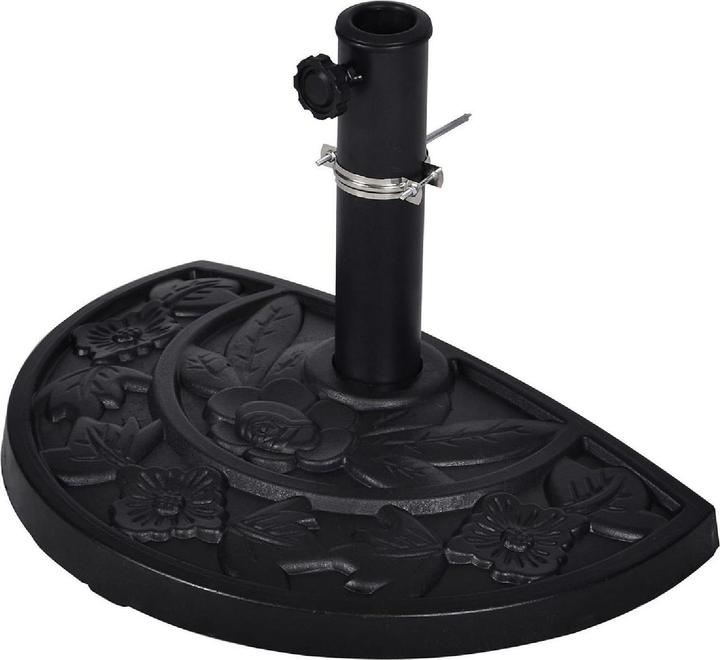 Actual product image VCM Sonnenschirmständer 9kg Polyresin halbrund schwarz Gussoptik 49x 31cm Balkon