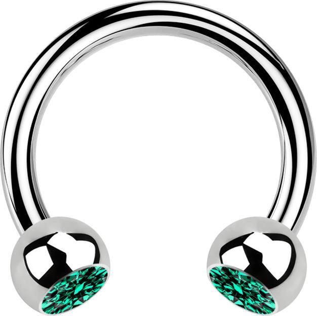 Image du produit Star Piercing Circular Barbell argent avec deux boules de cristal turquoise (sans laiton, Acier chirurgical 316L)