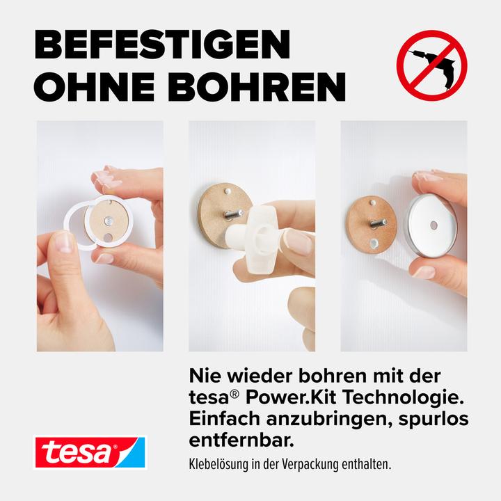 Produktbild tesa ALUXX Duschablage inkl. Klebelösung ohne Bohren (9 x 21.5 x 22 cm)