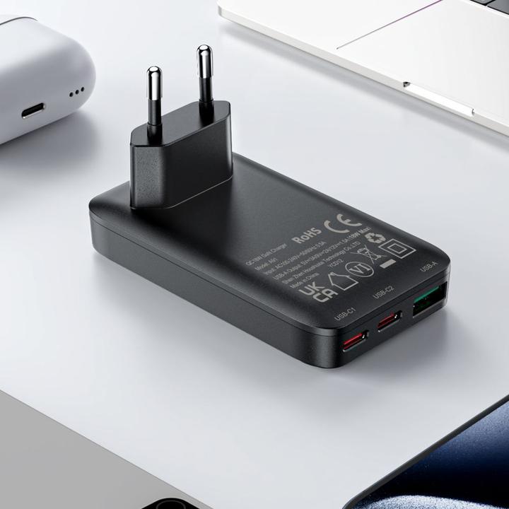 Produktbild Acefast A100 65W GaN 2 USB-C+ USB-A Charger Ultra Slim - Black (65 W)
