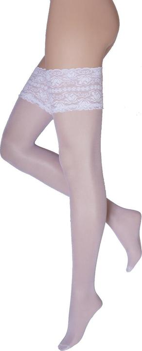 Actual product image Levee Satin Sheers stay up stockings, colour 100 white, size 56-58 (20 DEN, 56 - 58)