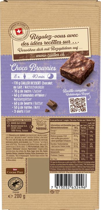 Immagine prodotto Cailler Dessert Tavoletta di Cioccolato al Latte (200 g)
