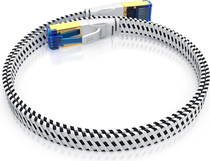 Image du produit Primewire Câble réseau CAT 8 Gaine plate en coton - Câble patch LAN Câble de données - Câble plat - Câble (U/FTP, CAT8.1, 0.50 m)