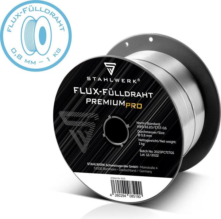 Actual product image Stahlwerk Flux-cored wire MIG/MAG Ø 0.8 mm E71T-GS 1kg wire reel S100/ D100 set of 3
