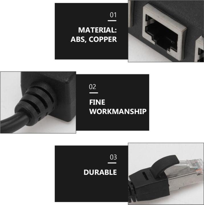 Image du produit Apfelkiste 4-fach Ethernet LAN RJ45 Netzwerk Adapter Splitter Cat7 / Cat6 / Cat5 - Schwarz