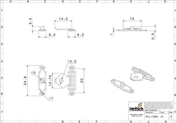 Produktbild Hettich Schatullenverschluss 18 x 25 mm
