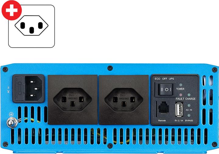 Produktbild Ective CSI 20 Sinus-Wechselrichter 2000W 24V mit Netzvorrangschaltung und Ladegerät (CH-Stecker)