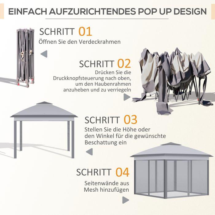 Produktbild Swisshandel24 Faltpavillon 3x3 m, 4 abnehmbare Mückennetze, Oxford-Gewebe Metall Grau (330 cm, 330 cm)