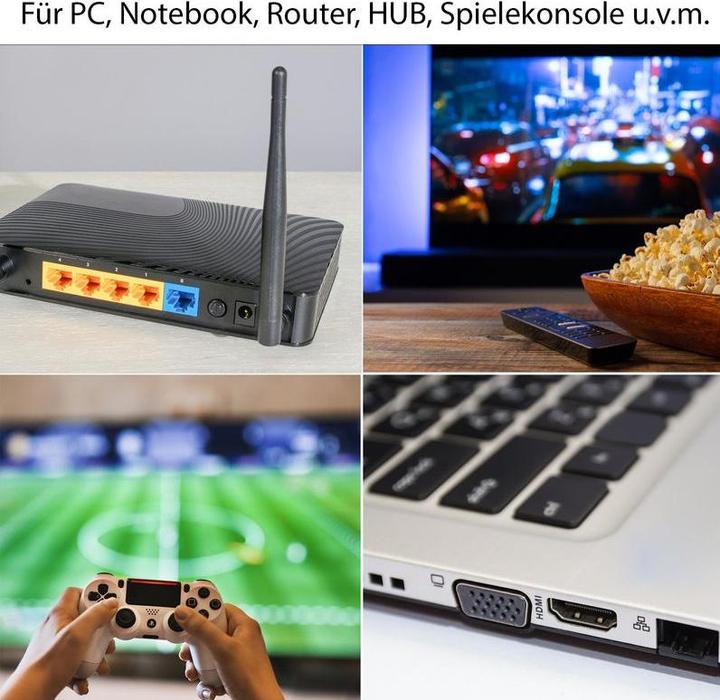 Produktbild Hermex 5m Netzwerkkabel Flachkabel Ethernet LAN Kabel RJ45 Cat. 7 UTP (UTP, CAT7, 5 m)