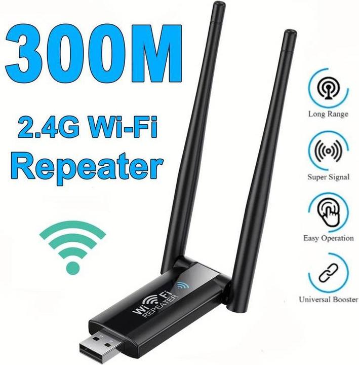 Image du produit PhoneLook Répéteur USB Wi-Fi sans fil 2.4G 300Mbps avec amplificateur de signal (300m) booster (300 Mbit/s)