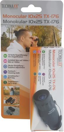Immagine prodotto Technaxx TX-176 Monoculare 10 25 mm Nero (10 x, 25 mm)