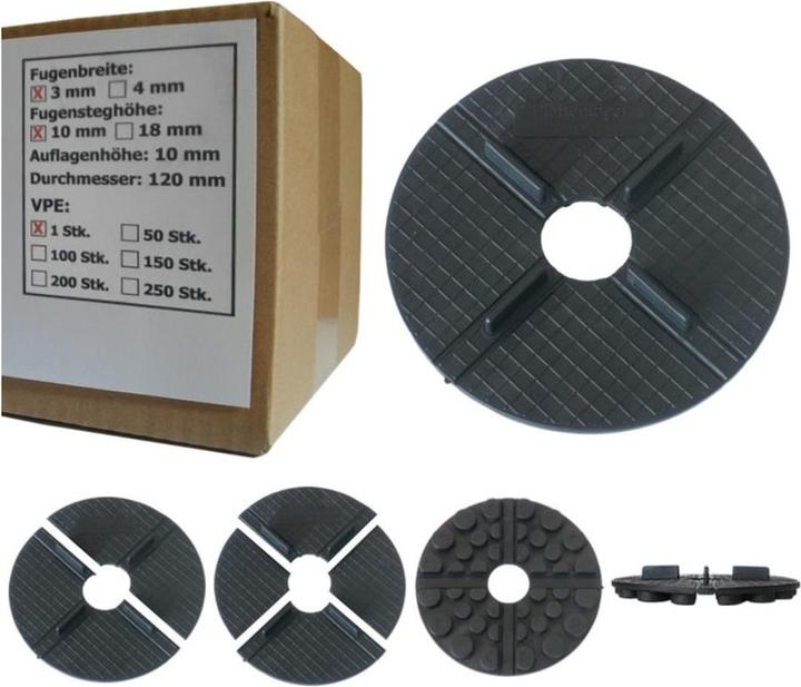 Produktbild Sanpro Flaches Gummi Stelzlager - Plattenlager 3 mm Fuge / 10 mm Höhe, Anzahl 1 Stück (1 x)