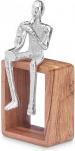 Produktbild Giftdecor Metallfigur Saxophon silber mit Holzständer (13 x 13 x 27 cm)