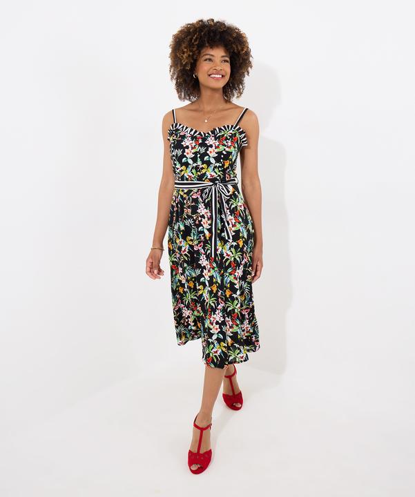 Image du produit Joe Browns Tropical Print Tie Waist Contrast Strap Knee-Length Dress (16)