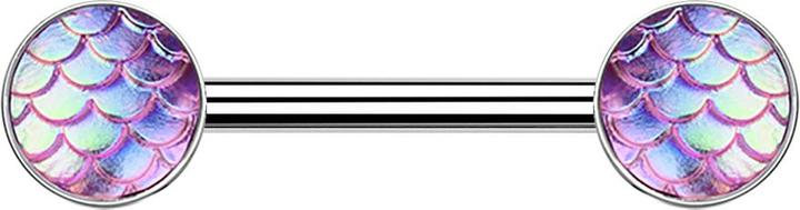 Image du produit Star Piercing Barbell silber mit Fischschuppen pink (Acier chirurgical 316L)