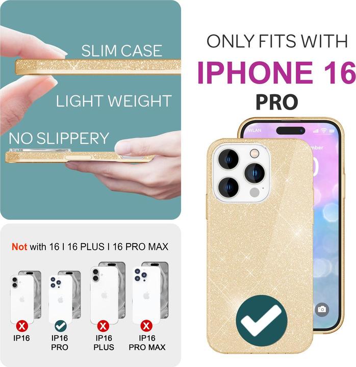 Produktbild Nalia Glitzer Hybrid Hülle (Apple iPhone 16 Pro)