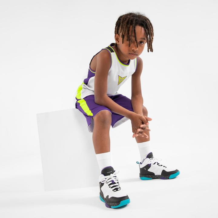 Produktbild Tarmak Kids' Intermediate Basketball Shoes SS500H - White/Black/Purple (33)