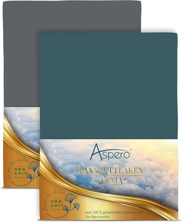 Actual product image Aspero 2 x fitted sheets made from organic cotton (200 x 200 x 35 cm)