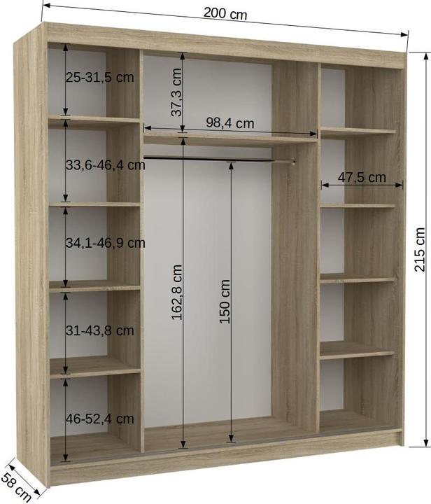 Produktbild ADRK Furniture Dalmata (200 x 58 x 215 cm)