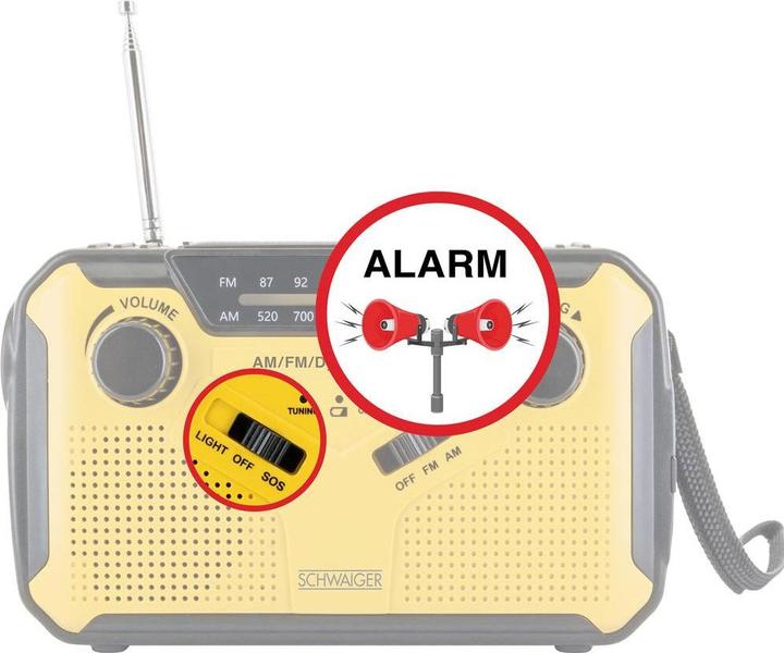 Actual product image Schwaiger Solar Crank Radio with LED Light (FM, AM)