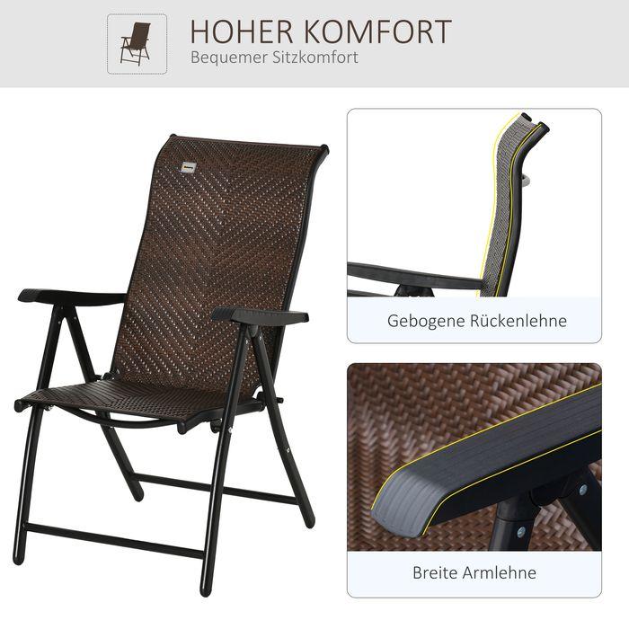 Image du produit Swisshandel24 Chaise de jardin en polystyrène avec dossier pliant Chaise pliante avec accoudoir à 7 niveaux pour